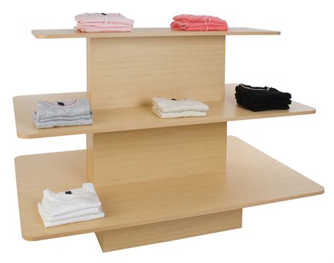 3 Tier Rectangular Wood Retail Display Table Product Display Solutions