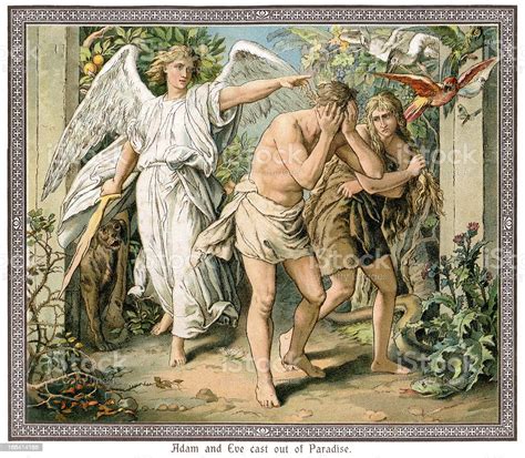 Adam And Eve Cast Out Of Paradise Stock Illustration Download Image