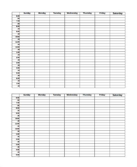 Printable Weekly Blank Calendar Page