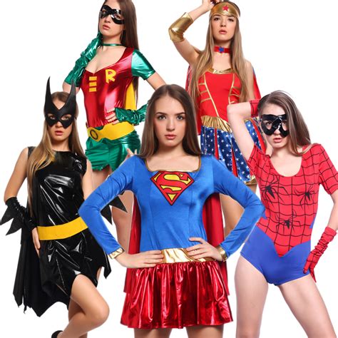 Adult Sexy Robin Bat Girl Wonder Super Women Spiderwoman Cosplay Outfit