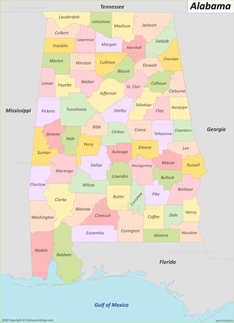 Alabama State Map With Counties World Map