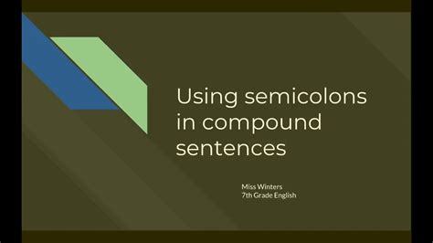 Using Semicolons In Compound Sentences Youtube