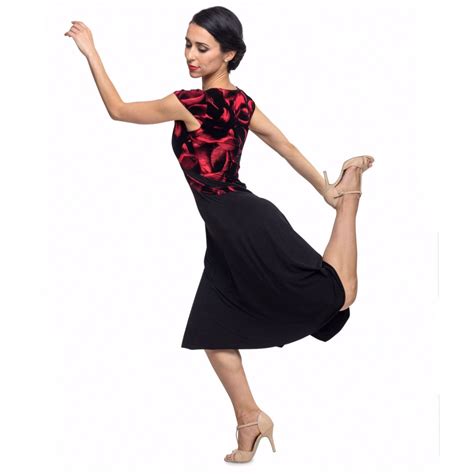 The V Argentine Tango Dress Red And Black Devore Tango Dress Etsy Uk Vestido De Tango