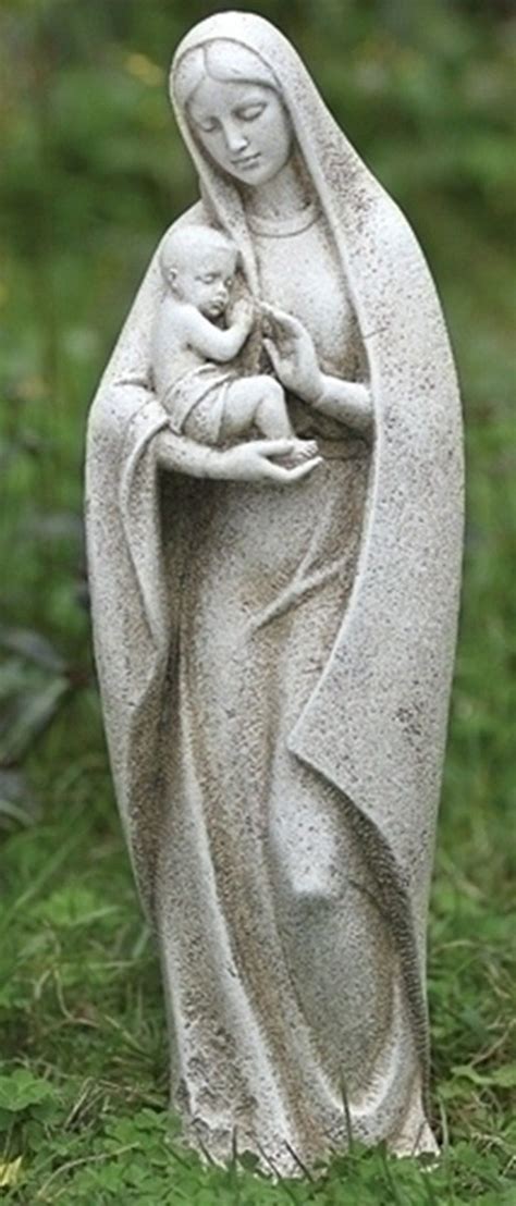 Blessed Virgin Mary Mother W Baby Jesus Garden Statue Madonna And