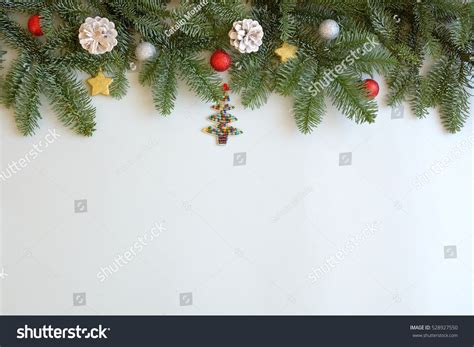 Christmas Background Pine Tree Branches Stock Photo 528927550