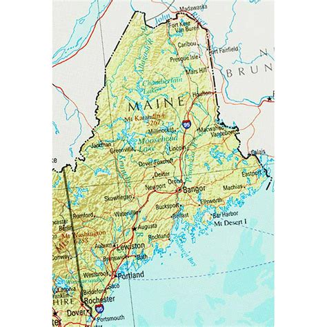 Laminated Map Reference Geography Map Of Maine Poster 20 X 30