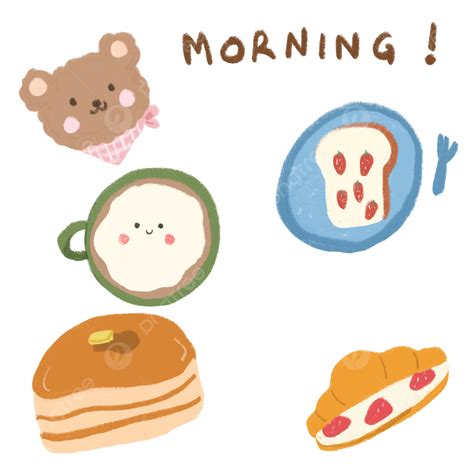 morning breakfast clipart vector cute korean bear breakfast morning set free printable korean