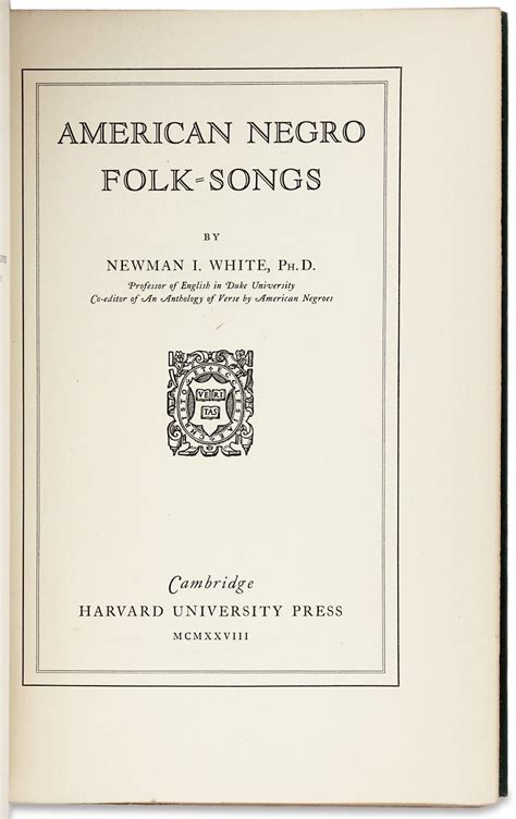 American Negro Folk Songs Newman I White