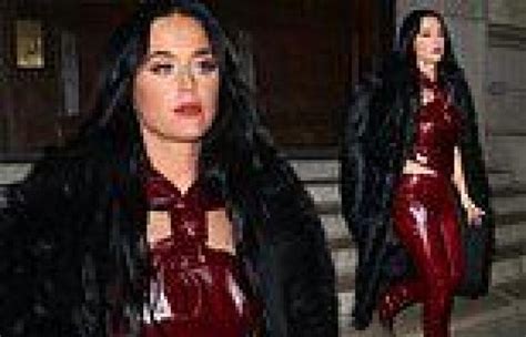 Katy Perry Slips Enviable Curves Into Skintight Burgundy Vinyl After Snl