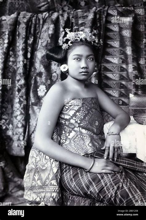 Indonesia Female Balinese Dancer Seated In Elaborate Costume C 1910 Balinese Dance Is A