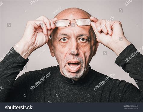 Closeup Portrait Senior Elderly Man Glasses Stock Photo 323596040