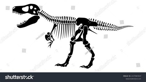 Trex Dinosaur Skeleton Negative Space Silhouette Stock Vector Royalty