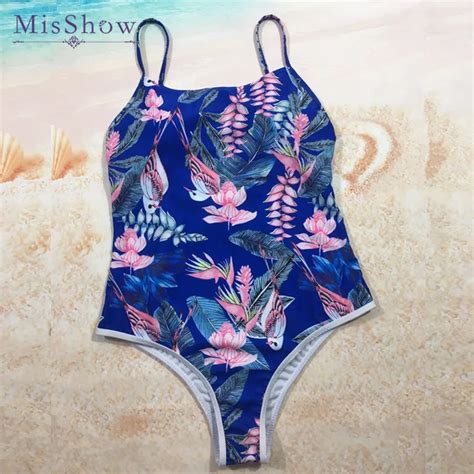 2019 Women Sexy Backless Bikini Floral Printed Blue Swimwears Female Swimsuits Bikinis Set