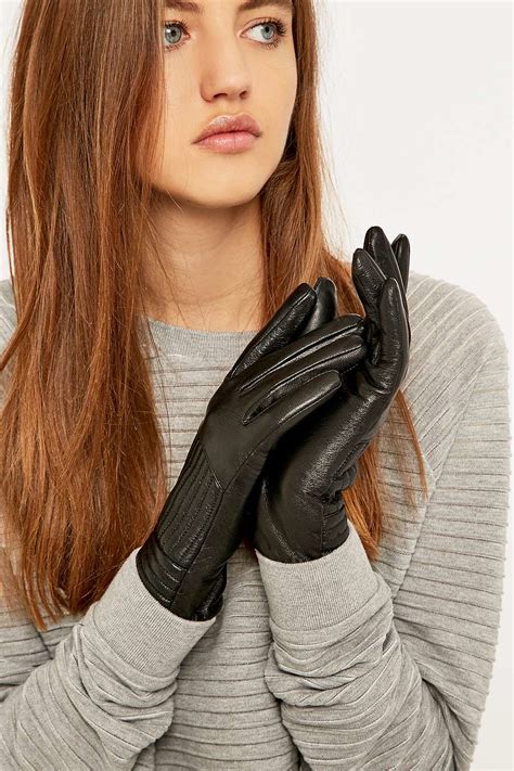 Urban Outfitters Black Leather Gloves In Black Lyst