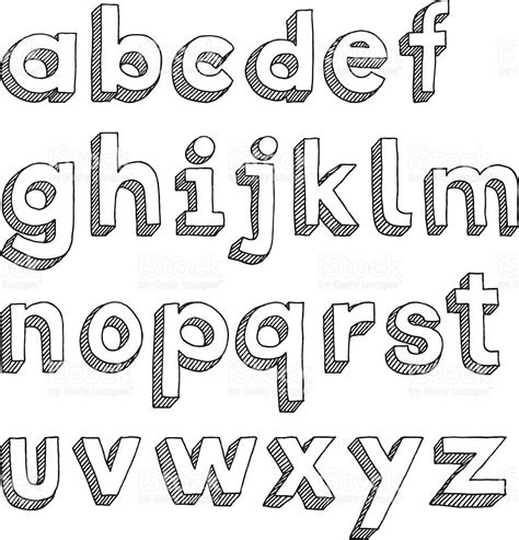 Hand Drawn Image Of All Letters Of The Alphabet Arranged In Four Rows