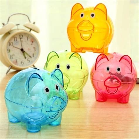 Cheers Clear Lovely Piggy Bank Plastic Coin Cash Money Saving Box