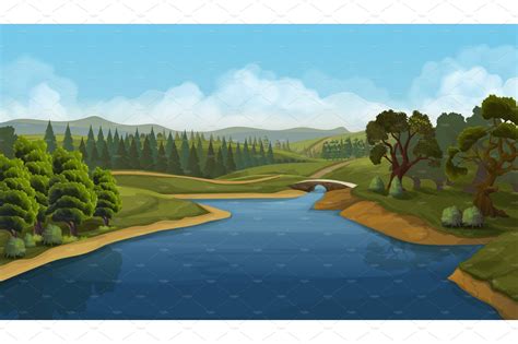 Nature Landscape Game Background Pre Designed Illustrator Graphics