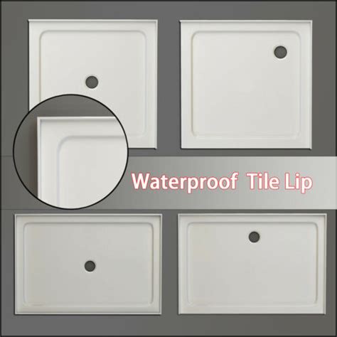 Shower Base Square Durable Acrylic Fiberglass Waterproof Tile Lip