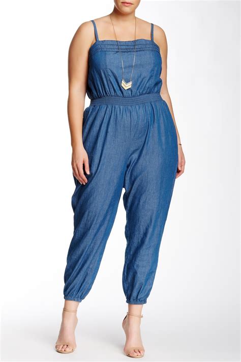 Chambray Sleeveless Jumpsuit Plus Size By Modamix On Nordstrom Rack