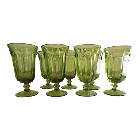 vintage imperial glass ohio verde green williamsburg goblets set of 6 chairish