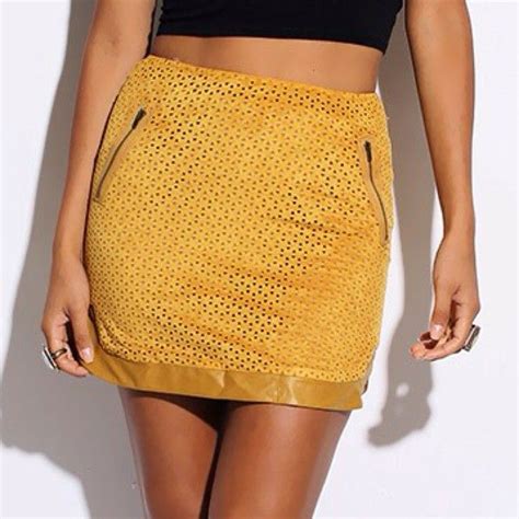 Mustard Yellow Faux Suede Mini Skirt Small Med Large From Morties For