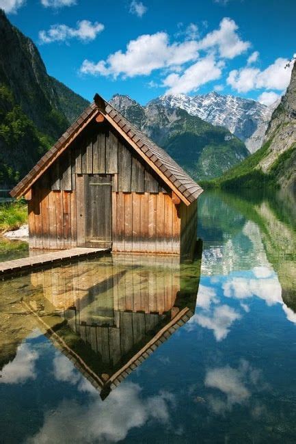 Boathouse Reflection Germany Dream House In The Woods House In The