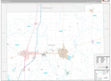 Coles County Il Wall Map Color Cast Style By Marketmaps Images And
