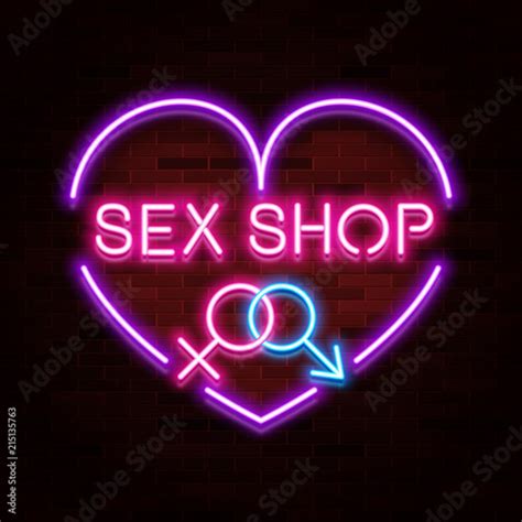 Sex Shop Logo Neon Realistic Text Design Adult Store Vector Illustration Vector De Stock