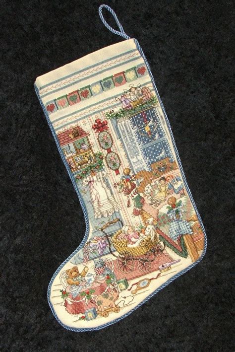 Special Order Finished Completed Cross Stitch Christmas Stocking Littl