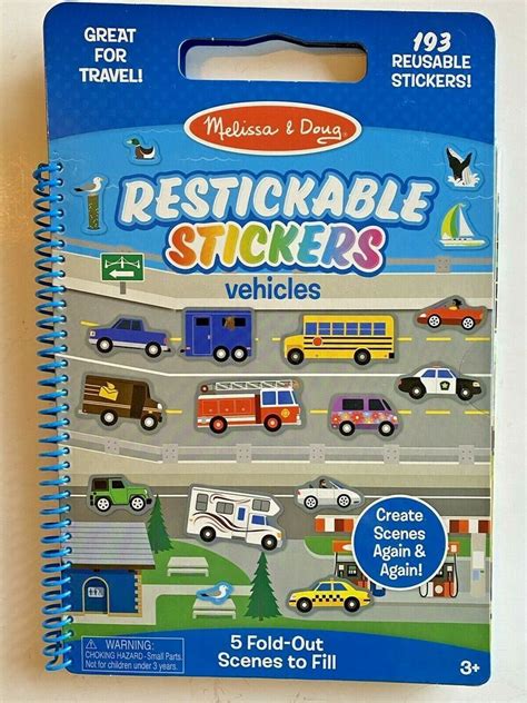 Melissa And Doug Puffy Sticker Vehicles Play Set 193 Reusable Stickers W