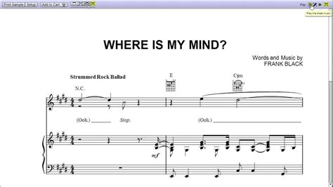 Where Is My Mind By The Pixies Piano Sheet Music Teaser Youtube