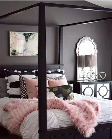 Add brightness to a room with dark walls by using a red nightstand. Fantastic 50 Gorgeous Dark Grey Bedrooms Decorating Design ...