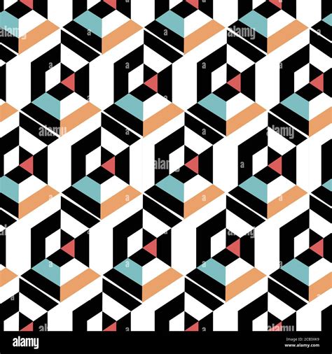 Abstract Pattern With Colorful Geometric And Rhythmic Hexagon Shapes
