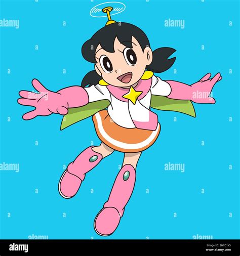 Shizuka Minamoto Flying Character Japan Manga Illustration Editorial