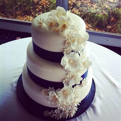 Ivory Navy 3 Tier Wedding Cake Cake By Cakesdecor