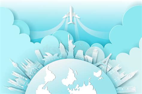 Vector Digital Craft Of The World Landmark Travel And Tourism Concept