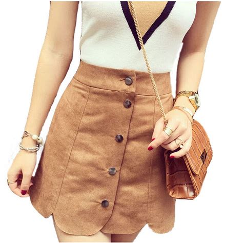 Anne New Arrival Faldas Hot Fashion Sexy Wave Edge Leather Suede Skirt