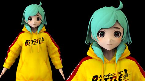 Game Ready Low Poly Anime Character Flippednormals