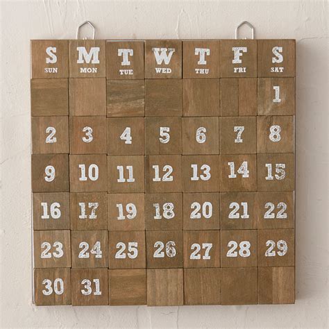 Wooden Block Monthly Calendar Terrain