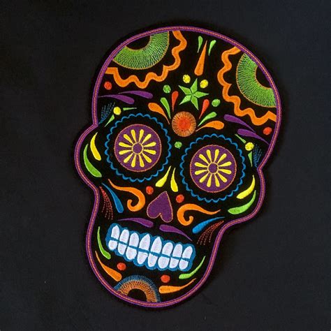 Sugar Skull Embroidered Patch For Jacket Sew On Iron On Calaca Etsy