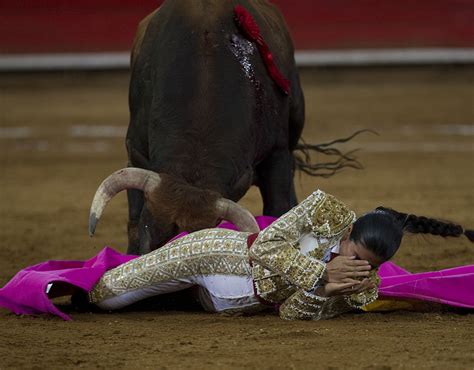 Mexican Matadora Lupita Lopez Being Gored By A San Judas Tadeo Bull
