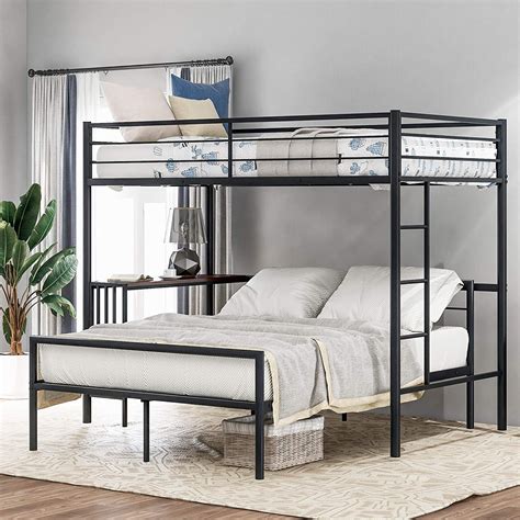 Churanty Metal Bunk Bed Adjustable Twin Over Full Black