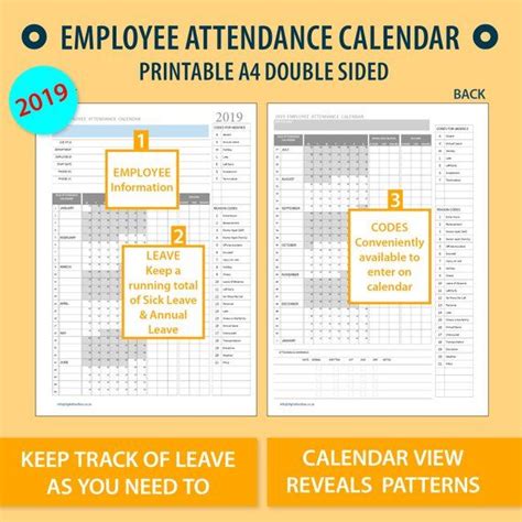 The Employee Attendance Calendar Is Shown In Three Different Colors And
