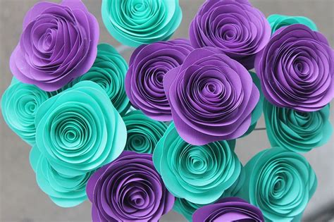 Baby gift baskets for showers and newborn gifts. 24 Teal and Purple Paper Rosette Bouquet 2" - Wedding ...