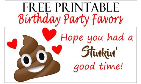 Poop Emoji Birthday Party Tags Printables 4 Mom