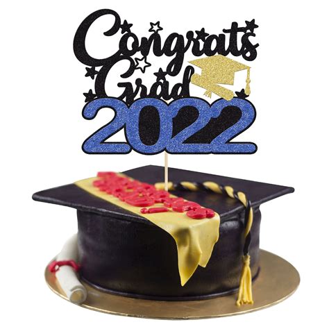 Buy Gyufise 1pcs Congrats Grad Cake Topper Blue 2023 Graduation Cake