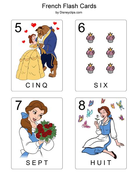 Beauty And The Beast Printable French Flash Cards