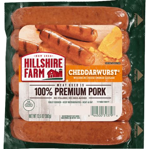 Cheddarwurst Wisconsin Cheese Smoked Sausage Hillshire Farm Brand