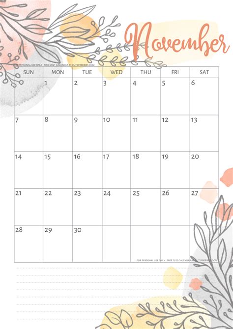 We have 13 different calendars available to print for free including monday start and sunday start calendars, our ever popular floral calendars, one page calendars to keep displayed throughout the. Pretty 2021 Calendar Free Printable Template - Cute Freebies For You