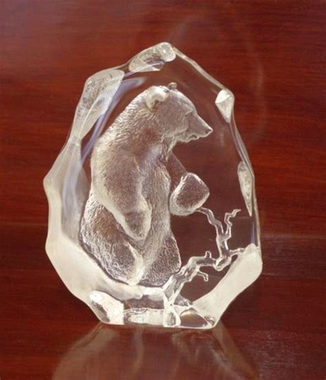 Swedish Crystal Bear Sculpture By Mats Jonasson Scandinavian Named